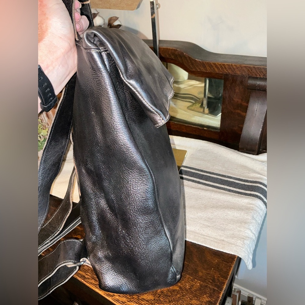 NWT Bed Stu Leather Howie Flapover Leather Backpack Black Rustic Retail $365 - Picture 5 of 14